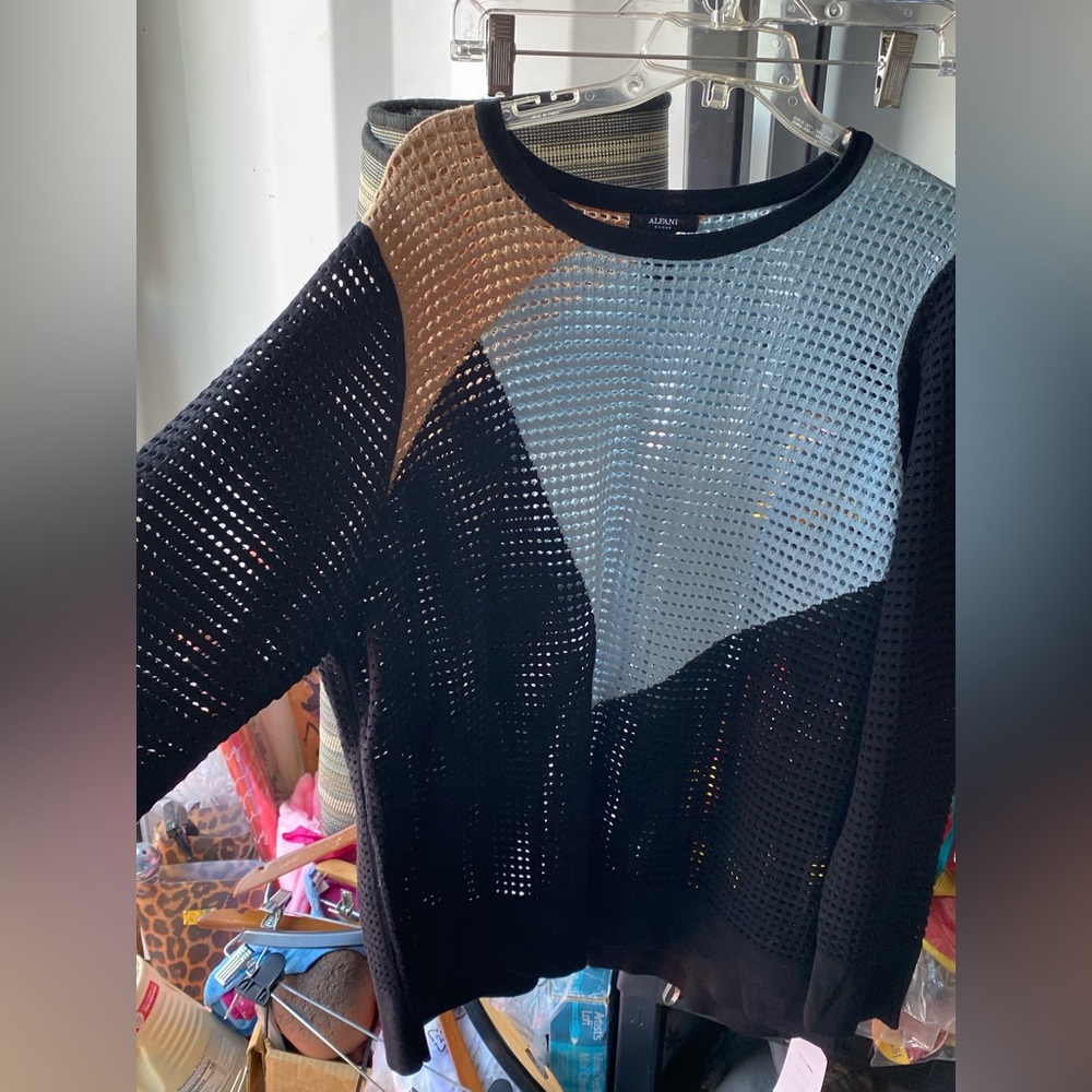 Alfani Women's Black and Gray Mesh Sweater